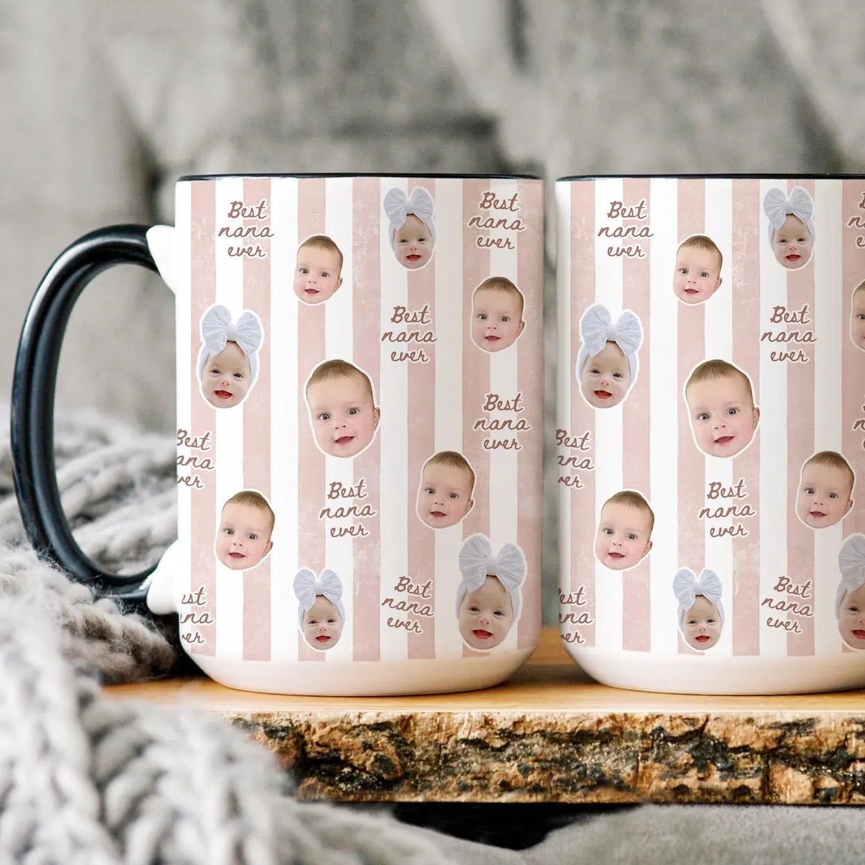 Custom Baby Face Mug – Personalized Photo Coffee Gift for Grandma & Grandpa