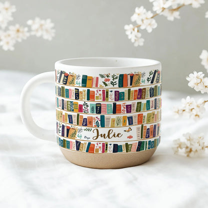 Vintage Floral Bookshelf Mug – Book Lover Library Coffee & Tea Gift