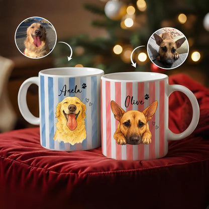 Personalized Watercolor Pet Photo Mug – Custom Dog or Cat Portrait with Name