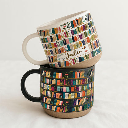 Vintage Floral Bookshelf Mug – Book Lover Library Coffee & Tea Gift