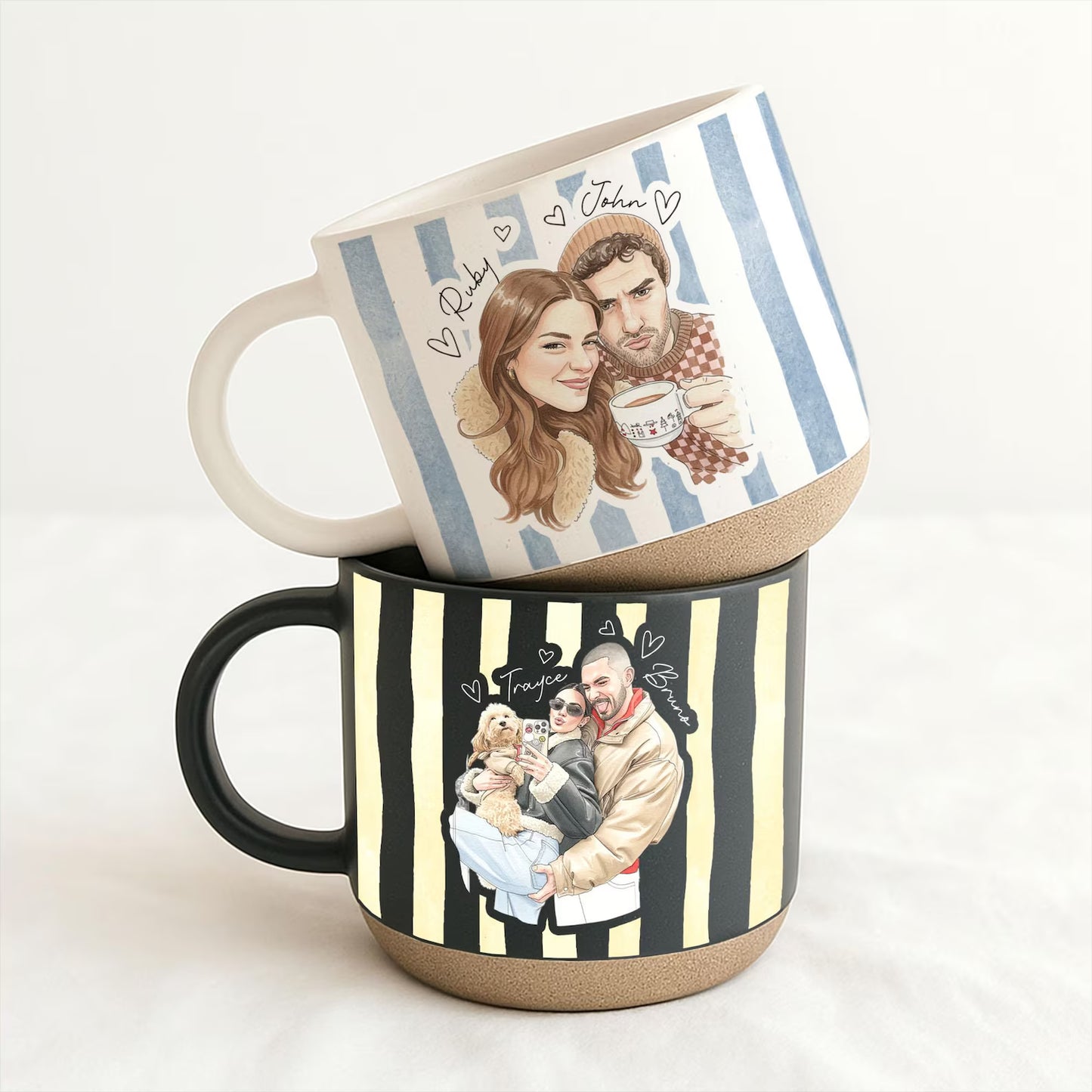Personalized Watercolor Couple Photo Mug – Custom Anniversary & Valentine Gift