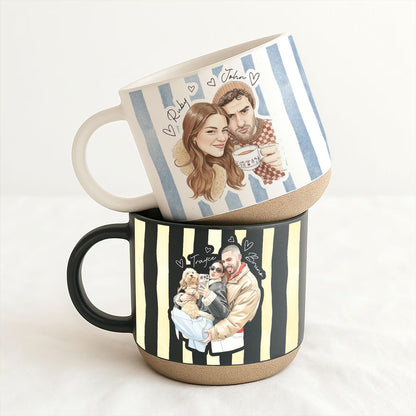 Personalized Watercolor Couple Photo Mug – Custom Anniversary & Valentine Gift