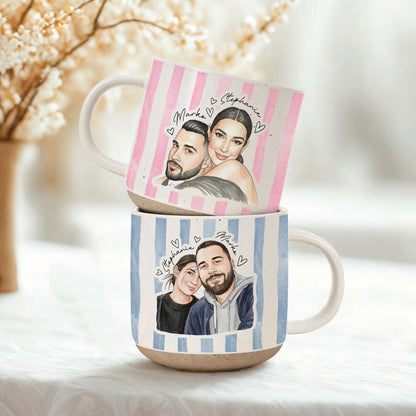Personalized Watercolor Couple Photo Mug – Custom Anniversary & Valentine Gift