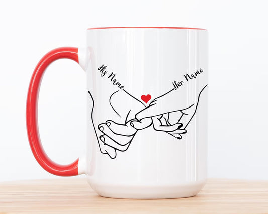 Personalized Pinky Promise Mug – Cute Valentine Coffee Gift for Him or Her