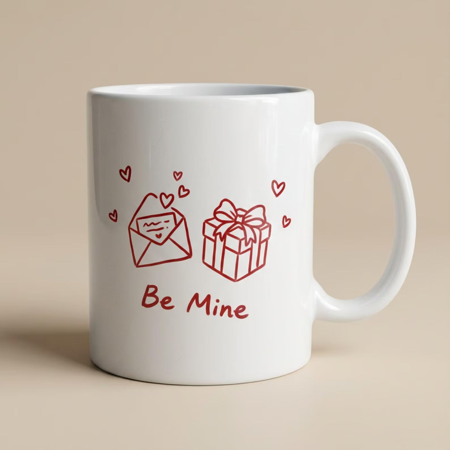 Be Mine Valentine Mug – Minimalist Line Art Coffee Gift for Him or Her