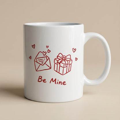 Be Mine Valentine Mug – Minimalist Line Art Coffee Gift for Him or Her
