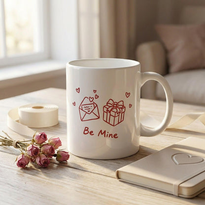 Be Mine Valentine Mug – Minimalist Line Art Coffee Gift for Him or Her