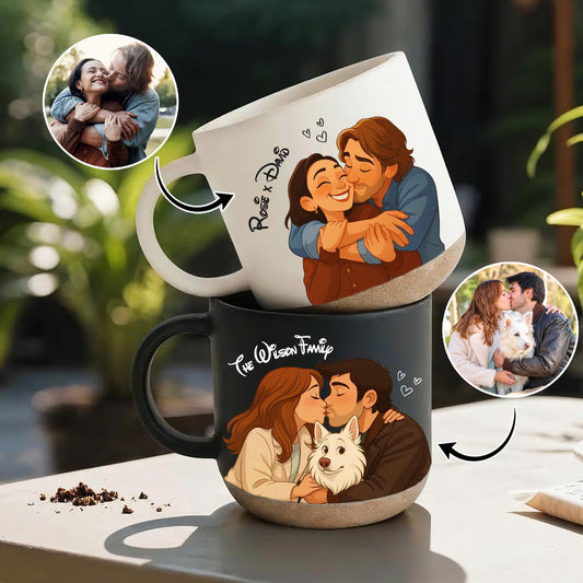 Custom Couple & Pet Portrait Mug – Personalized Cat or Dog Memorial Gift