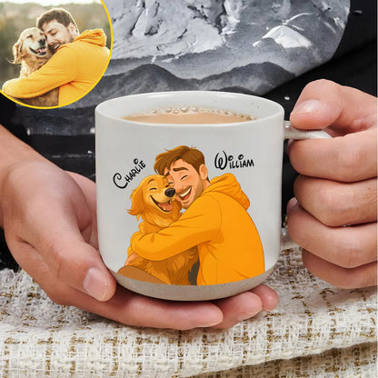 Custom Couple & Pet Portrait Mug – Personalized Cat or Dog Memorial Gift