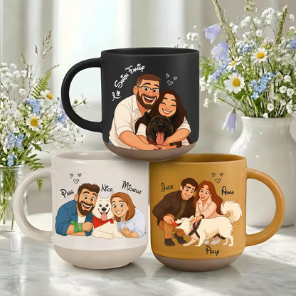 Custom Couple & Pet Portrait Mug – Personalized Cat or Dog Memorial Gift