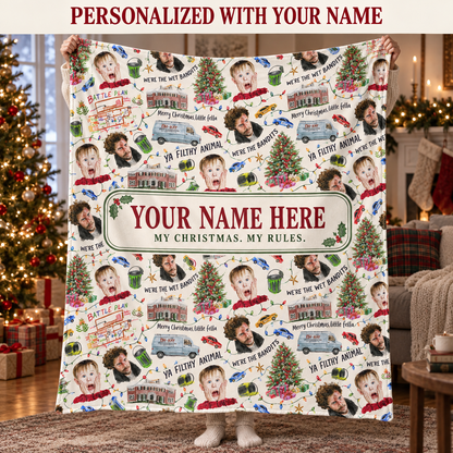 Personalized Home Alone Watercolor Christmas Blanket