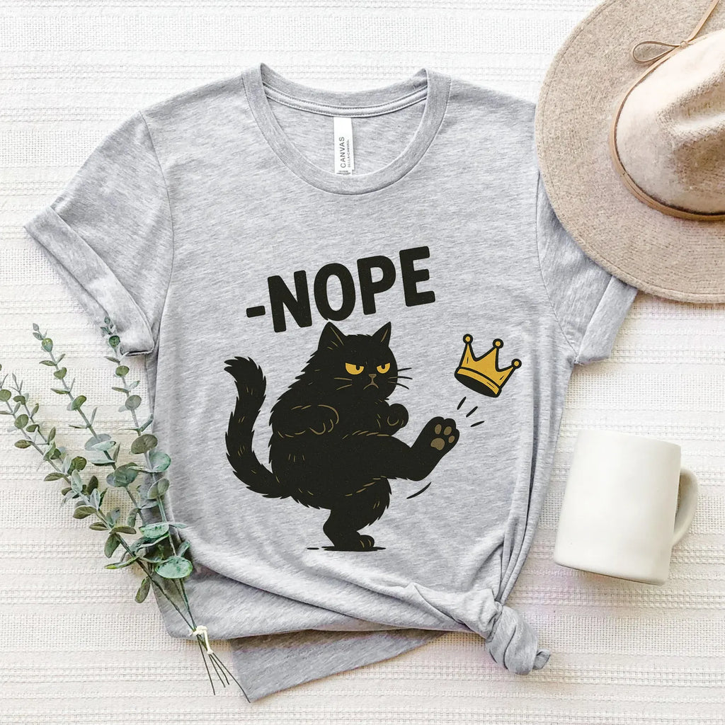 No Kings in America Black Cat Shirt, Funny Patriotic Meme Tee