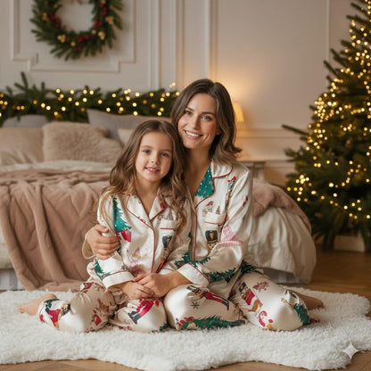 Vintage Nutcracker Ballet Satin Christmas Pajama Set – Elegant Holiday Sleepwear for Women and Family Matching