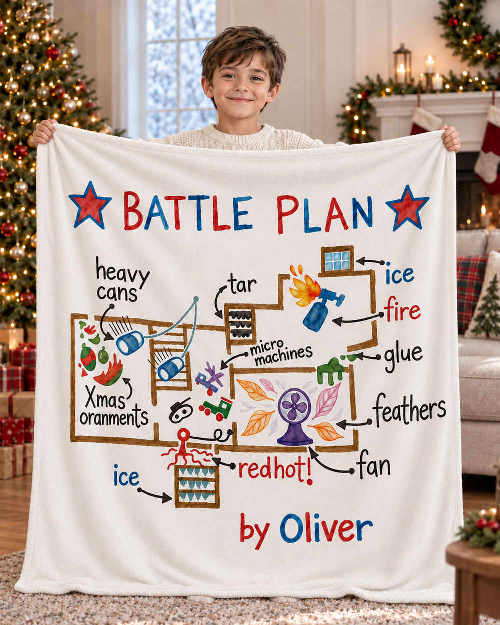 Personalized Battle Plan Blanket – Custom Name Christmas Gift