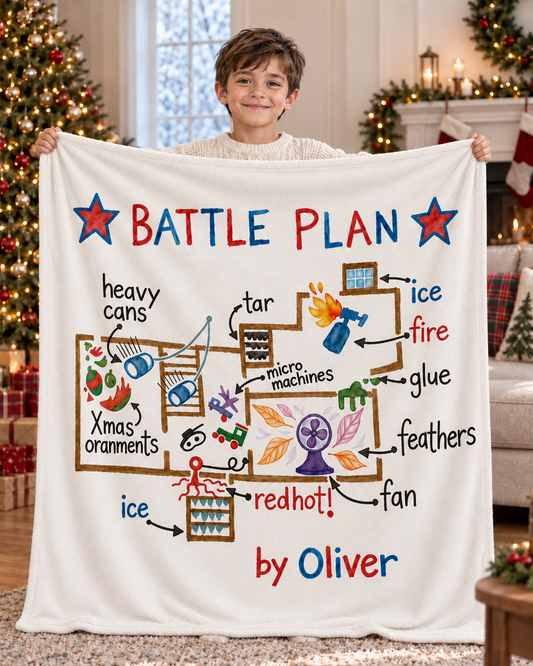 Personalized Battle Plan Blanket – Custom Name Christmas Gift