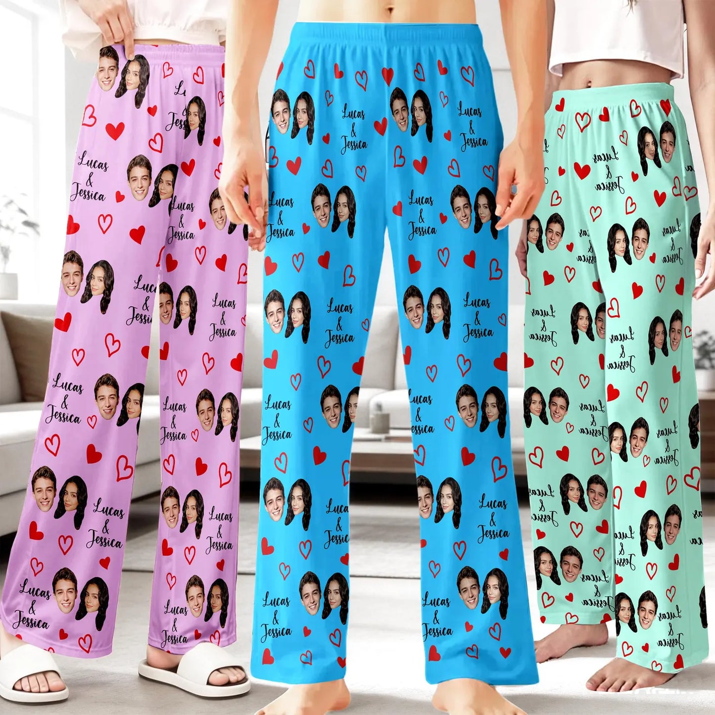 Custom Face Pajama Set – Personalized Photo Sleepwear, Valentine Gift for Couples