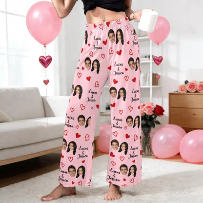 Custom Face Pajama Set – Personalized Photo Sleepwear, Valentine Gift for Couples