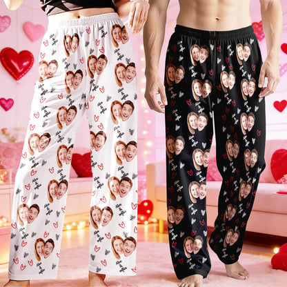 Custom Valentine Pajama Pants – Personalized Photo & Text Sleepwear Gift