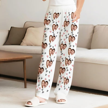 Custom Valentine Pajama Pants – Personalized Photo & Text Sleepwear Gift