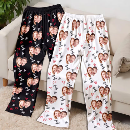 Custom Valentine Pajama Pants – Personalized Photo & Text Sleepwear Gift