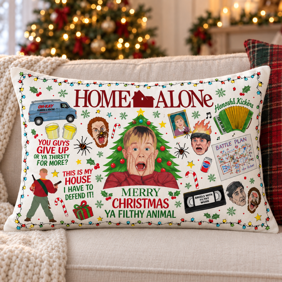 Home Alone Christmas Movie Night Pillow
