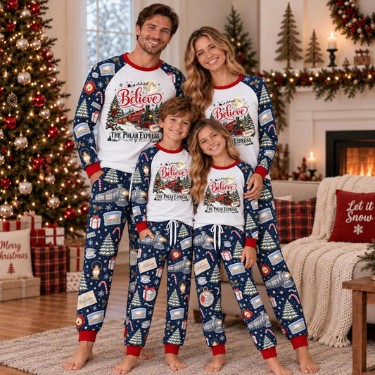 Personalized Christmas Train Family Pajamas