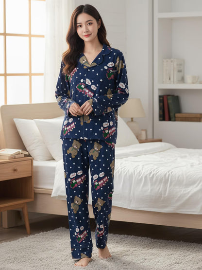 Vintage K-Pop Inspired ChooChoo Pajama Set – Matching Family Train Sleepwear for Youth & Adults, Cozy Nightwear Gift