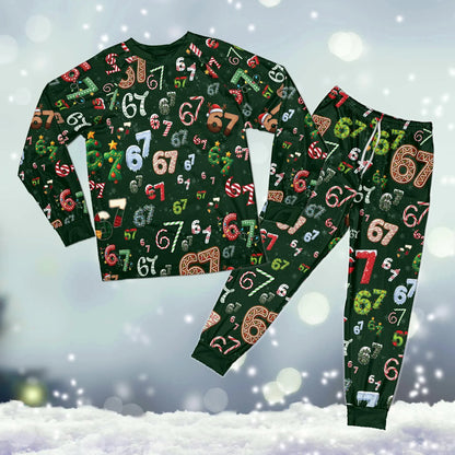 Funny Viral Christmas Pajama Set – 67-Themed Holiday Sleepwear for Adults and Kids