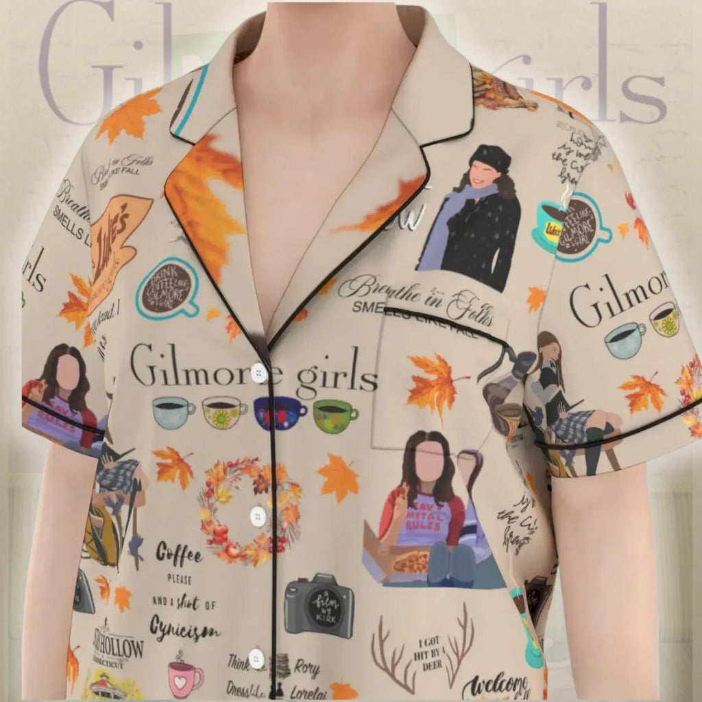 Vintage Stars Hollow Inspired Pajama Set – Autumn & Winter Cozy Sleepwear