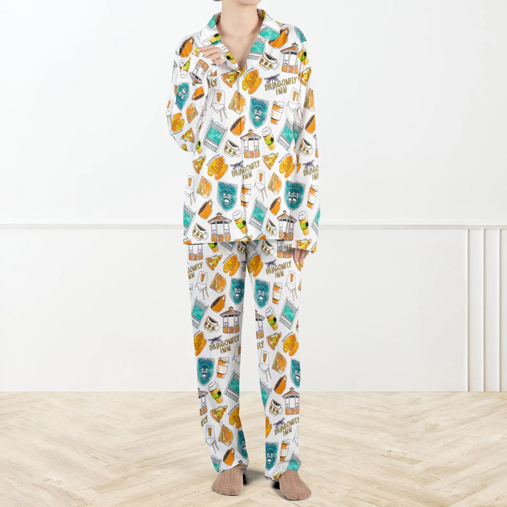 Vintage Stars Hollow Inspired Pajama Set – Autumn & Winter Cozy Sleepwear for Book Lovers