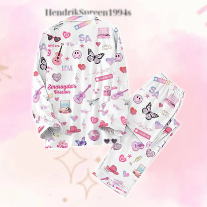 Eras Tour Inspired Pajama Set, Silky Satin Sleepwear for Music Fans, Vintage Concert Nightwear Gift for Her