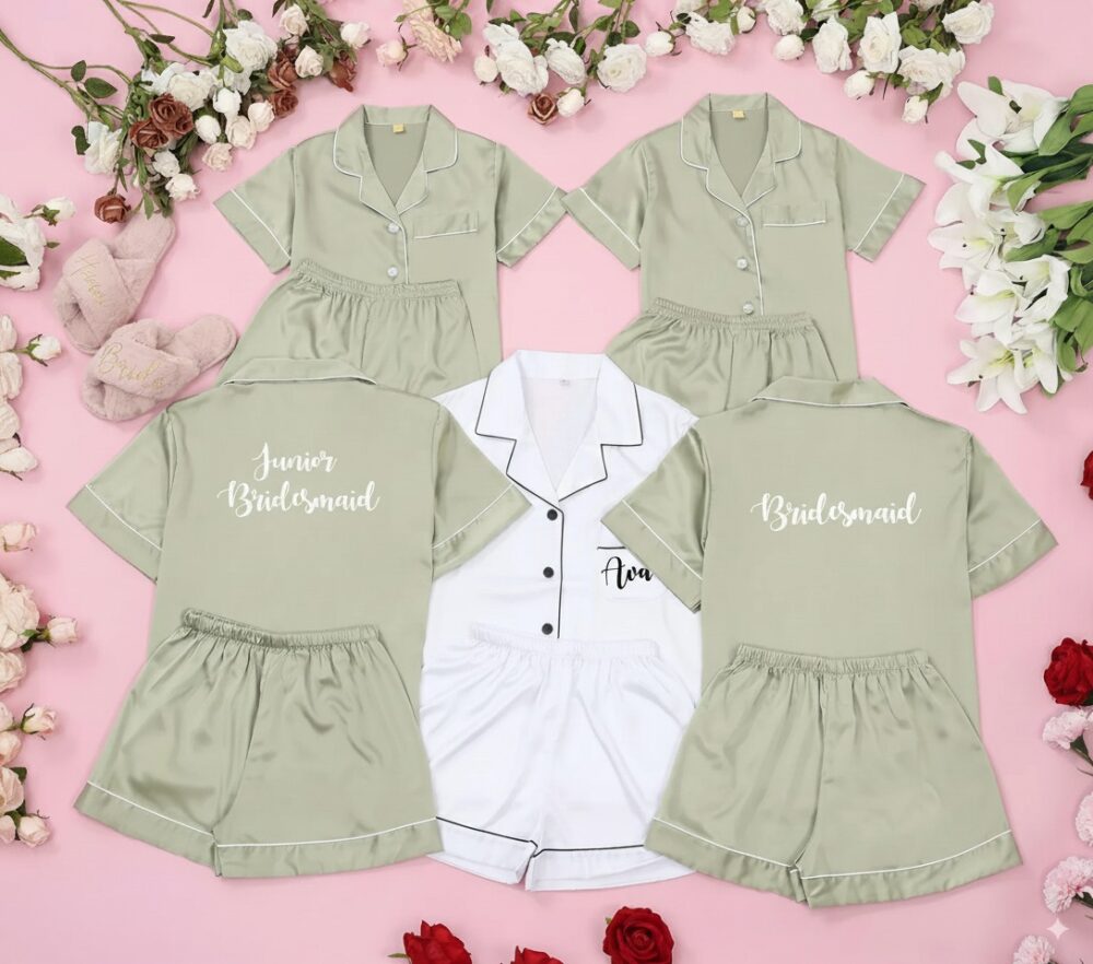 Personalized Bridesmaid Pajama Sets Monogram Satin PJs Bridal Shower Gifts Wedding Gifts